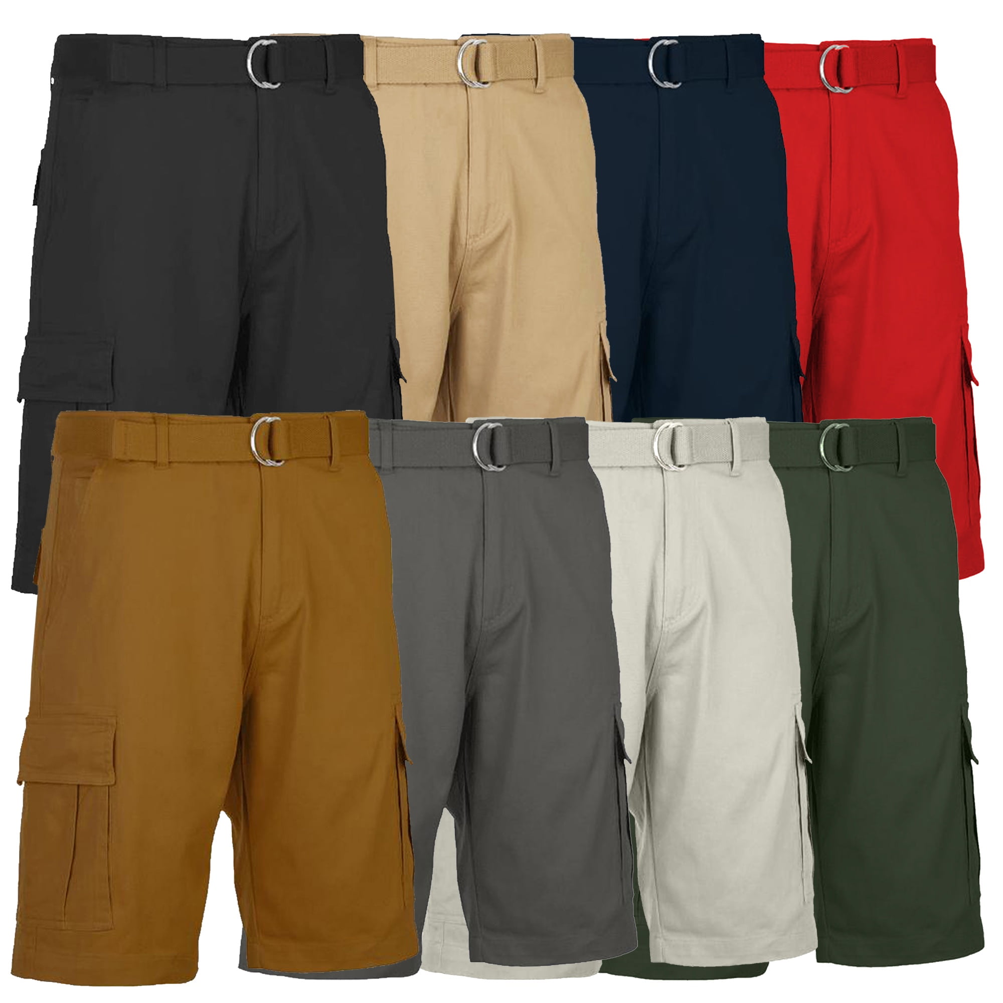 Men's Belted Cotton Cargo Shorts (3-Pack)