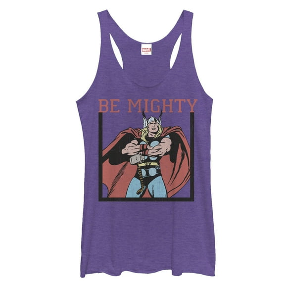 Women's Marvel Classic Thor Be Mighty Racerback Tank Top Purple Heather Medium