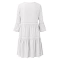 thumbnail image 5 of Women Boho Solid Neck Dresses Hollow Out Splice 3/4 Sleeve Mid-Long Dresses Summer Casual Dresses for Women Knee Length Misses Dresses Casual Petite Summer Dresses for Women Petite Length Dresses, 5 of 6