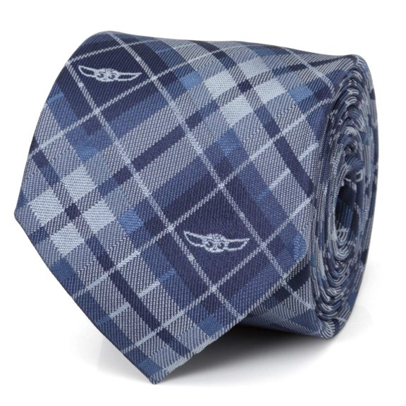 Star Wars Grogu Blue Polyester Plaid Men's Tie