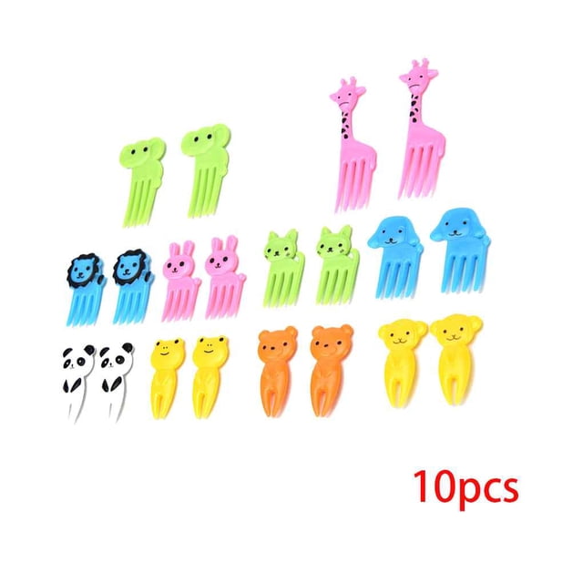 2pcs 10pcs Animal Fruit Fork Mini Cartoon Children Snack Mini Cartoon Children Cake Dessert Food Fruit Pick Toothpick Lunches Decor Random Color