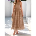 thumbnail image 5 of Jaimenalin Women'S Summer Dresses Sleeveless Crewneck A-Line Boho Lace Eyelet Tank Maxi Dress with Pockets Khaki XL, 5 of 9