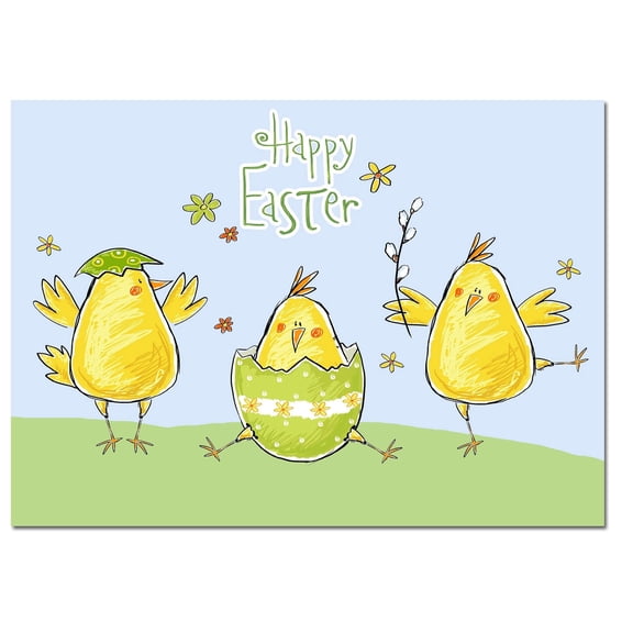 Small World Greetings Joyful Easter Chicks Cards 12 Count - Blank Inside with Envelopes - A7 Size 7”x5” - Friends, Family, and More