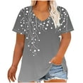 thumbnail image 3 of CFLVAEK Women's Plus Size Tops Fashion Graphic Tees Loose Fit V Neck T Shirts Casual Summer Going Out Short Sleeve Tshirts Gray XL, 3 of 6