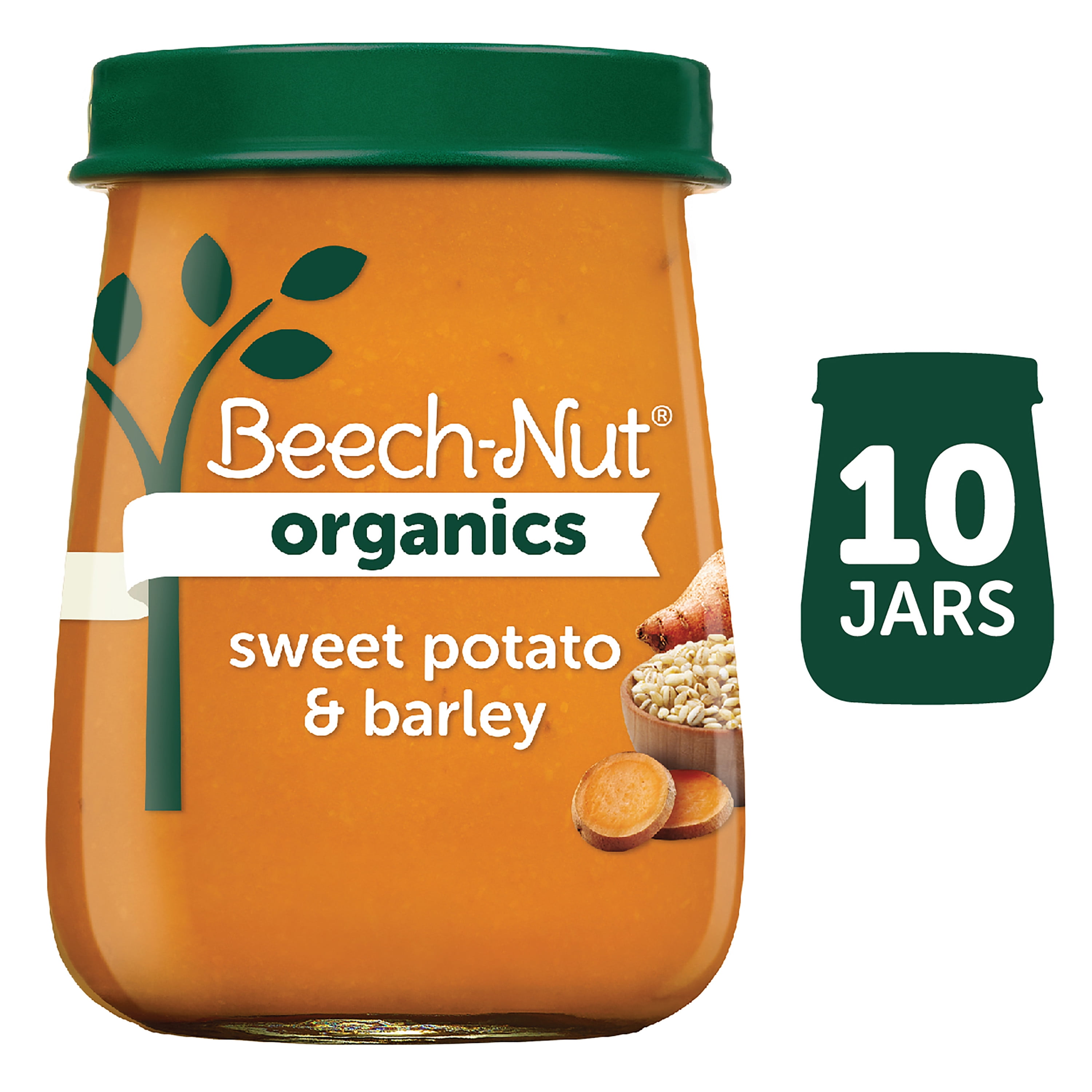 Beech-Nut Organics Stage 3 Baby Food, Sweet Potato & Barley, 4 oz Jar, 10 Pack