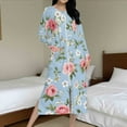 thumbnail image 2 of Aboser Women Lightweight Zip Up Robes Cute Floral Long Nightgown Long Sleeve Full Length Housecoat Comfy Loungewear with Side Pockets Sleepwear, 2 of 9