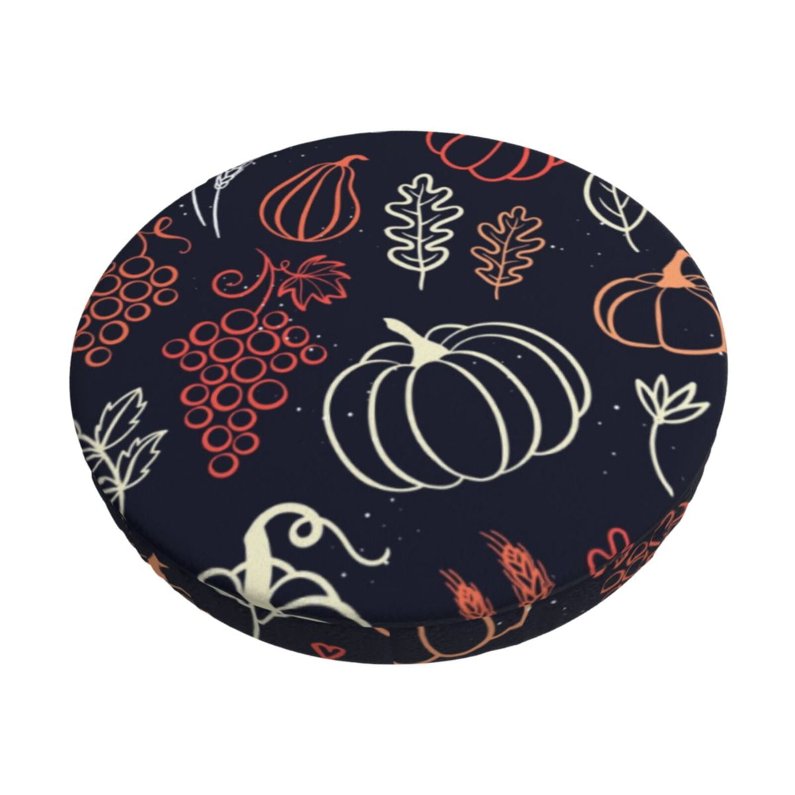 Easygdp Thanksgiving Print Easy To Install Bar Stool Covers&Stool Covers Round&Elastic Stool Cover, Barstool Covers,Washable&Bottom With Elastic Edge-14 inch
