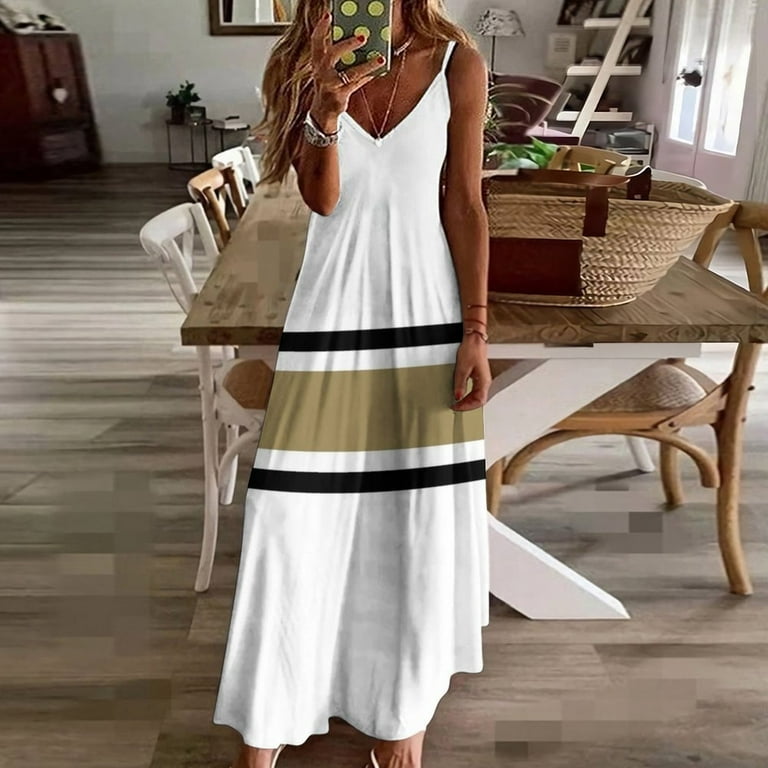 White Black Gold Power Stripe Sleeveless Dress clothes dresses for womens  Dress - Walmart.com