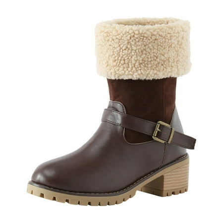

Fauean Womens Ankle Boots Winter Warm Snow Boots Ladies Softness and Comfort Fall Shoes Coffee Size 37
