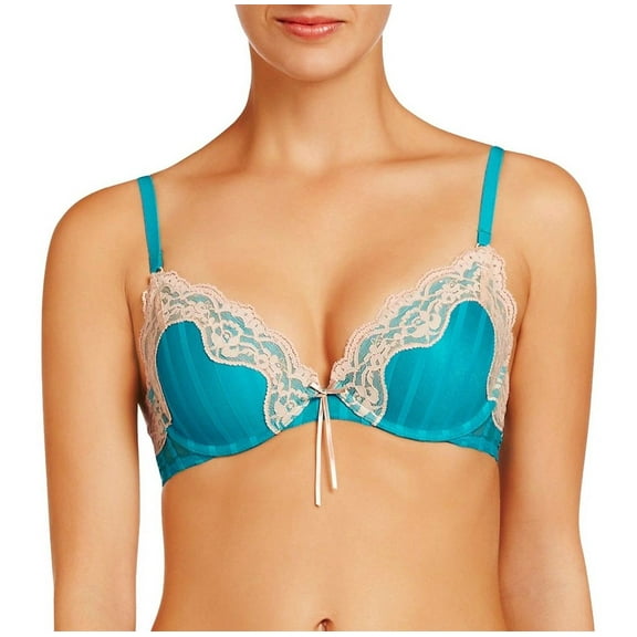 Heidi Klum Teal Mesh Lace Customized Lift Contour Underwire Bra Women's 38D