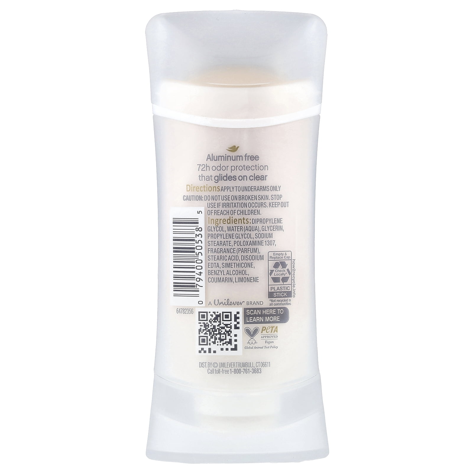 Dove Aluminum Free Deodorant, Oat Milk & Vanilla, 2.6 oz (74 g)