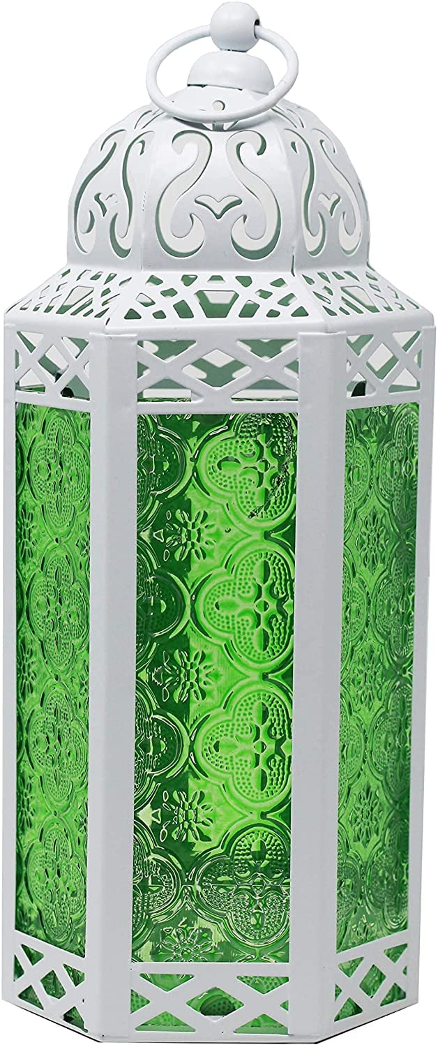 MOROCCAN LANTERN GLASS SMALL GREEN, Magic Special Events