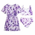 thumbnail image 4 of Cowsor Girls Three Piece Bathing Suit Set Trendy Loose Mesh Printed Swimwear Cute Beachwear Ideal for Summer Beach Pool Activities, 4 of 5