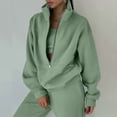 thumbnail image 5 of CIENVNSTG 2 Piece Outfits Sweatsuit Set Half Zip Lapel Collar Long Sleeve Sweatshirt Sweatpant Tracksuit Sets Green M, 5 of 7