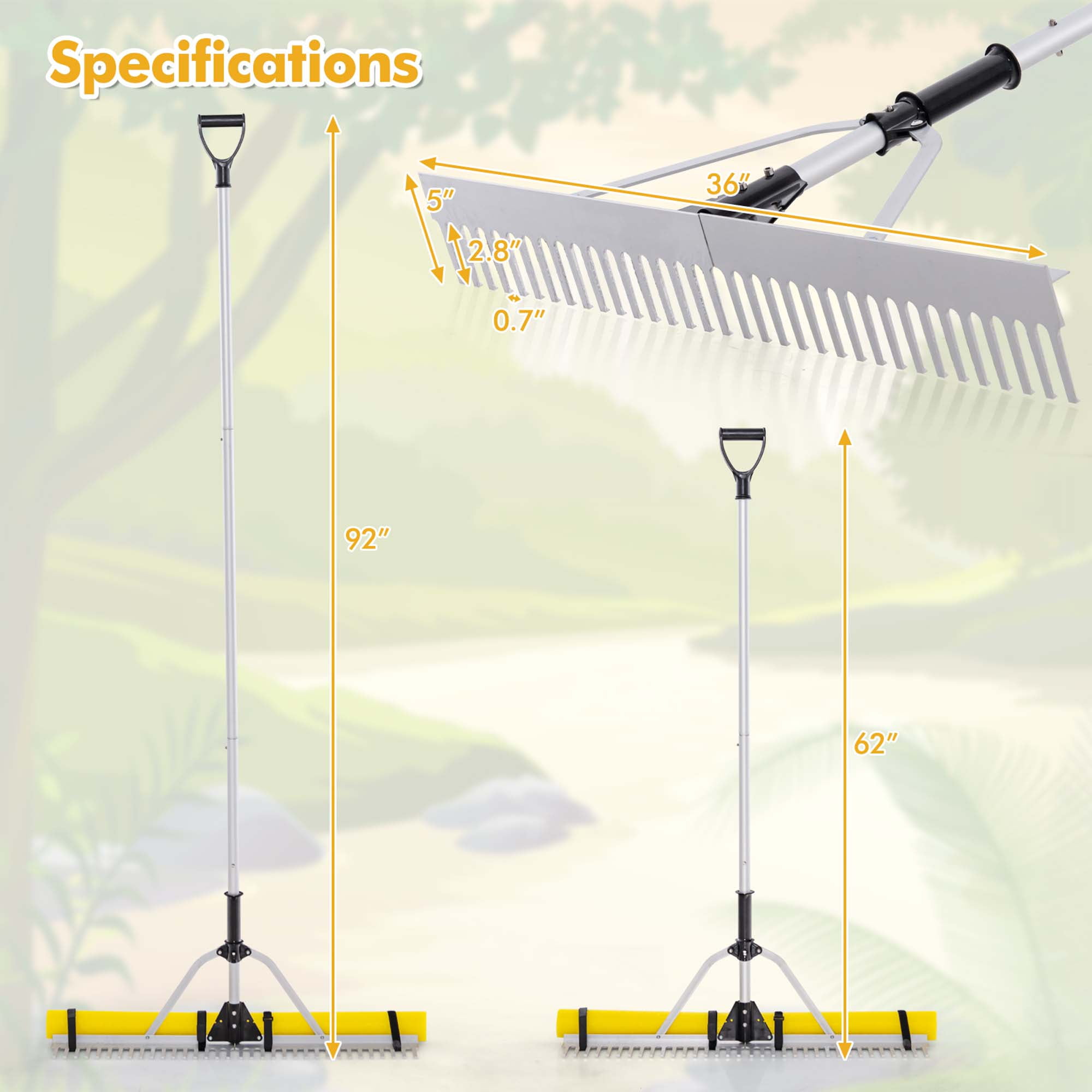 Costway Floating Weed Lake Rake Pond Weed Cutter with Foam Floats, Extended Handle & Rope