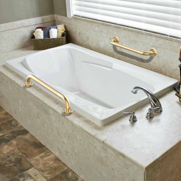 24-Inch Shower Grab Bar - Textured Bathroom Safety Rail Polished Gold