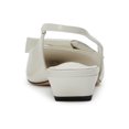 thumbnail image 4 of FSJ Women Chic Bowknot Slingback Pumps Pointed Toe Slip On Classic Chunky Block Low Heels Comfort Shoes Size 8 White, 4 of 4