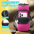 thumbnail image 7 of Nuovoware Water Bottle Carrier Bag with Adjustable Shoulder Hand Strap and 2 Pocket, Sling Neoprene Sleeve Sports Accessories for Hiking Travelling Camping, 25oz, Magenta, 7 of 7