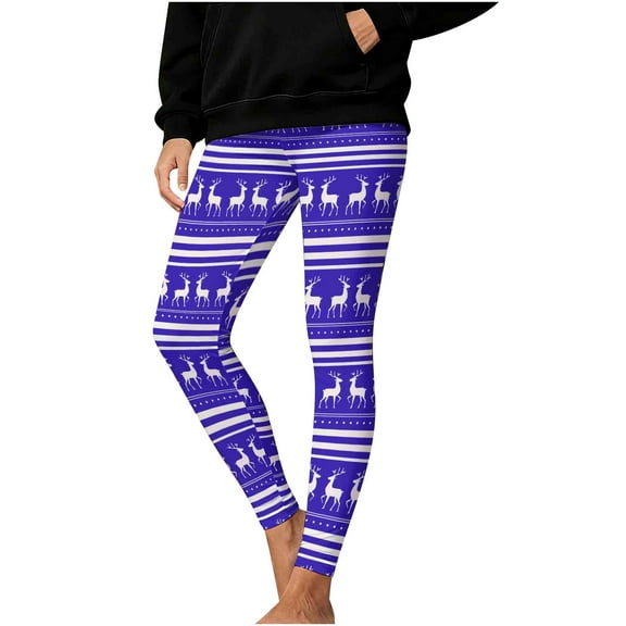 Oksale Christmas Print Leggings for Women Plus Size Hight Waisted Xmas Tights Tummy Control Slim Fit Yoga Pants for Winter 2026 Purple S