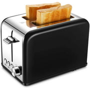 Toaster 2 Slice, Retro Small Toaster with Bagel, Cancel, Defrost Function, Extra Wide Slot Compact Stainless Steel Toasters for Bread Waffles, Black