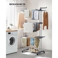 thumbnail image 1 of SONGMICS Tendedero, Tendedero Plegable de 4 Niveles, Asas Plegables, con Ruedas, 63.5 x 128 x 173 cm, Interior y Exterior, Gris, 1 of 6