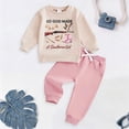 thumbnail image 2 of Leey-World Toddler Baby Girl Fall Outfit Long Sleeve Letter Print Sweatshirt Pants Set Infant Clothes 6 12 18 24 Months 2T 3T(Red,12-18 Months ), 2 of 7