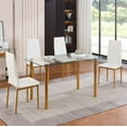 thumbnail image 5 of Glass Dining Table for 4, 47.2" Modern Clear Tempered Glass top Dining Room Table with Gold Legs for Kitchen, Small Space, 5 of 6