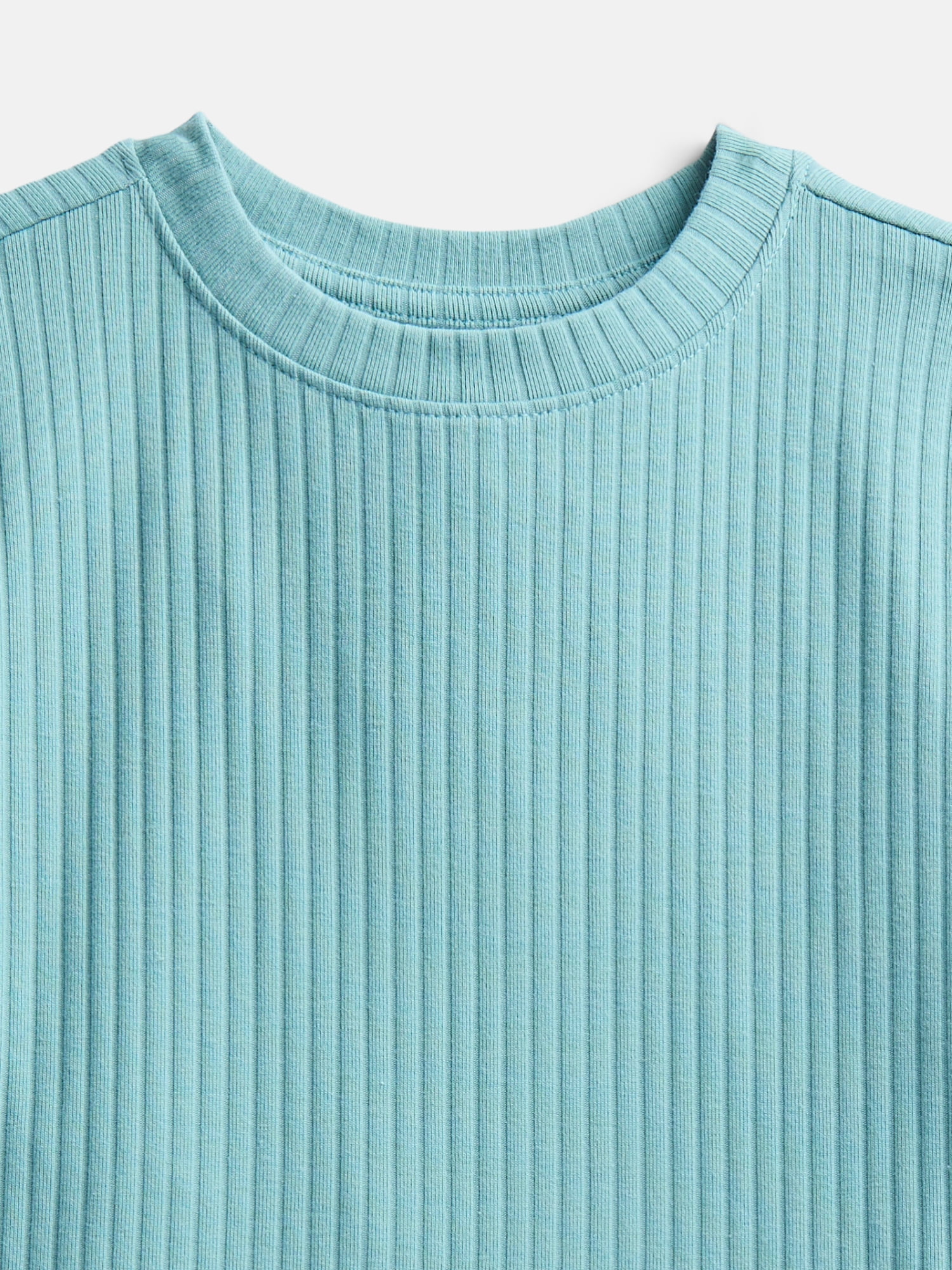 Wonder Nation Girls' Ribbed Knit Top with Short Sleeves, Sizes 4-18 & Plus