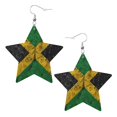 thumbnail image 6 of Leather Earrings Dangle For Women Jamaica Flag Proud Jamaicans Trendy Star Earrings Lightweight Fashion, 6 of 6