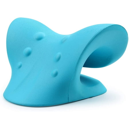 Neck and Shoulder Relaxer, Cervical Traction Device for TMJ Pain Relief and Cervical Spine Alignment, Chiropractic Pillow, Patenting Product (Blue)