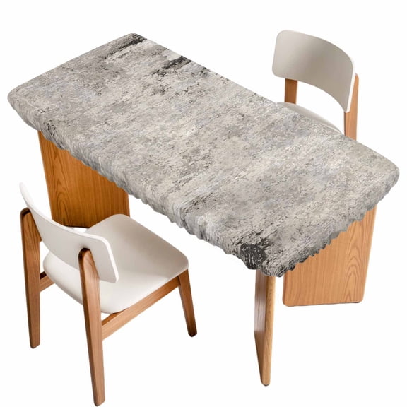 Gray Brown Table Cloths for 6 Foot Rectangle Tables, Vintage Shabby Texture Making Old Patio Waterproof Elastic Fitted Tablecloths, Washable Rectangular Table Cover for Camping