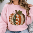 thumbnail image 4 of Halloween Shirt, Patchwork Pumpkin Sweatshirt, Fall Pumpkin Shirt, Autumn Leaves Hoodie, Thanksgiving Graphic Tee, Cozy Halloween Gift For Her, 4 of 9