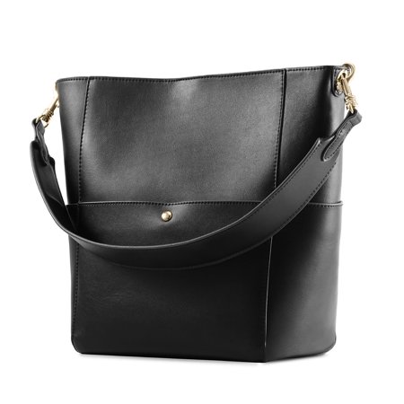 - Kattee Women's Cowhide Leather Tote Shoulder Bag Hobo Handbag (Black)
