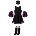 thumbnail image 4 of Manyakai Robe de Cheerleading pour Filles Enfants Tenue de Performance Tenue de Danse Costumes de Cheerleader avec Pompons Ensemble de Chaussettes Noir E 130, 4 of 5