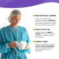 thumbnail image 3 of Blue Disposable Isolation Gown, Large. Pack of 10 Fluid Resistant 45 GSM SMS Disposable Gowns Medical. Breathable Isolation Gowns with Knit Wrists & Long Back Ties, 3 of 9