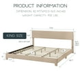 thumbnail image 6 of Einfach King Size Beige Fabric Upholstered Bed Frame with Adjustable Headboard, No Box Spring Needed, Low, 6 of 6