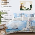 thumbnail image 3 of 3 Piece Nautical Blue Duvet Cover Set Queen Size,Microfiber Comforter/Quilt Cover with Corner Ties and 2 Pillowcases,Lighthouse Ocean Sailboat Summer Painting All Season Bedding with Zipper Closure, 3 of 8