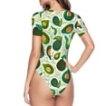 thumbnail image 4 of Daiia Green Avocado print Women's Crew Neck Short Sleeve Bodysuit Fashion Tops Fit Casual Basic Extender Bodysuit-Medium, 4 of 9