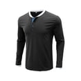 thumbnail image 2 of Sunloudy - Camisetas informales para hombre, cuello redondo, manga larga, cuello redondo, cierre de botones, escote Sunloudy S M L XL XXL, 2 of 5