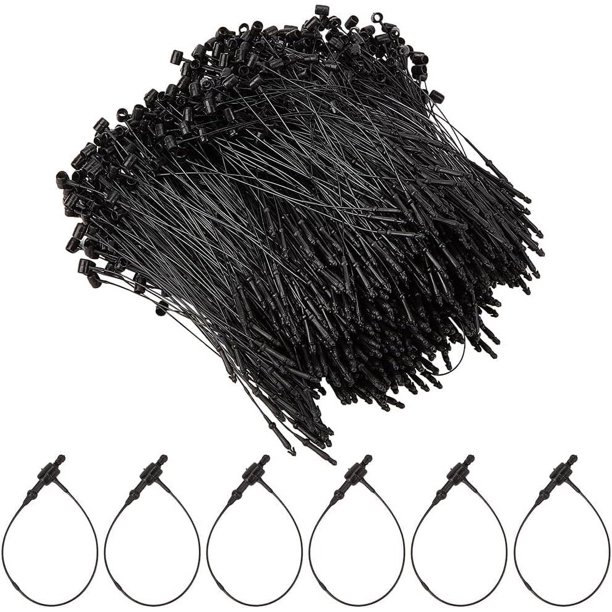 2000 piezas de 3 pulgadas de plástico negro para etiquetas colgantes, etiquetas de precio de seguridad, anilla de sujeción, pasador de seguridad ajustable, bridas de seguridad