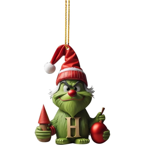 2024 nuevo árbol de Navidad árbol de Navidad presente decoraciones para fiestas 26 letras adornos colgantes grinch verdes