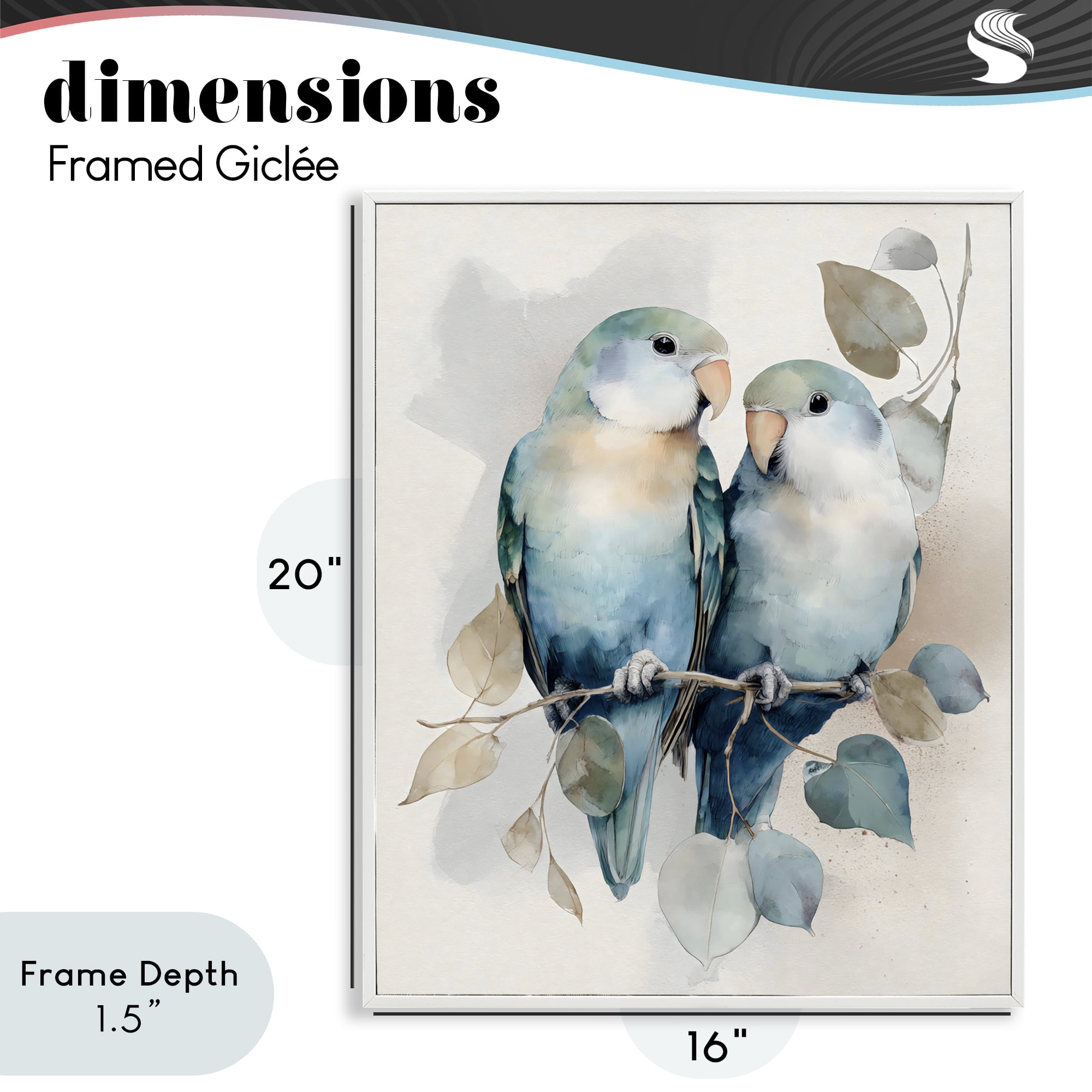Stupell Industries Blue Bird Lovers White Framed Giclee Art, design by Franklyn Gregory
