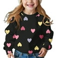 thumbnail image 2 of NAISIBABY Girls Valentine's Day Sweatshirt, Fleece Lined Long Sleeve Heart Graphic Warm Pullover Fashion Tops Black 6T, 2 of 7
