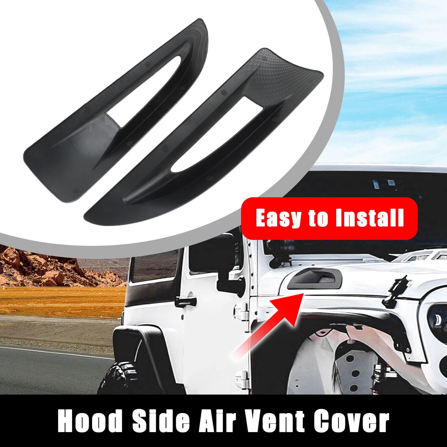 Set of 2 Hood Side Air Vent Cover Left & Right Fit for 2007-2017 Jeep Wrangler