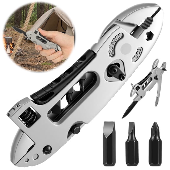 Stainless Steel Multitool Wrench Adjustable Pocket Tool With Clip For Outdoor Camping And Mens Gift