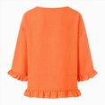 thumbnail image 5 of Towmus Womens 3/4 Sleeve Tops Knit Cotton Ladies Blouses Crew Neck T Shirts for Women Loose Fit Ruffle Sleeve Tunic Tops, L, Orange, 5 of 8