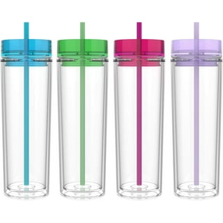 Ezhydrate SKINNY TUMBLERS (4 pack) - BLUE- 16oz Matte Pastel Colored  Acrylic Tumblers with Lids and Straws | Double Wall Plastic Tumbler With  Lid and