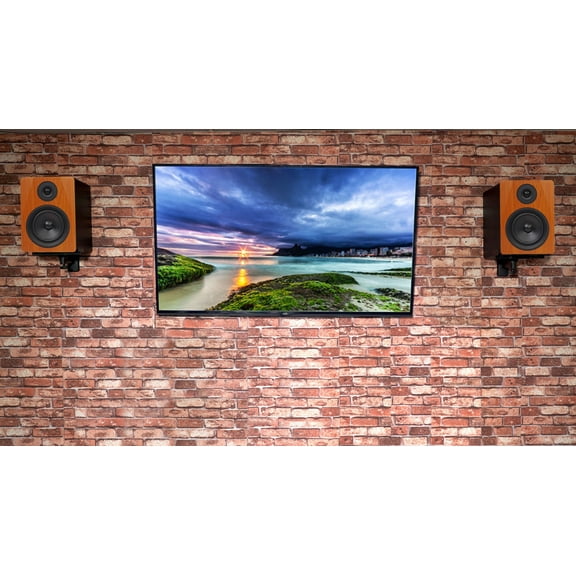 (2) Rockville APM5C 5.25" 250W Powered USB Studio Monitor Speakers Wall Brackets