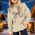 thumbnail image 4 of Cowsor Cute Hoodie for Teen Girls Trendy Bow Print Preppy Hooded Sweatshirts Kids Pullover Long Sleeve School Outfits, 4 of 7