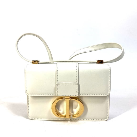 Pre-Owned Christian Dior Montaigne 30 Pochette Pouch Shoulder Bag in White Leather... (Good)